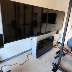 Dual Monitor Setup with AV Stand and shelf speakers M40s