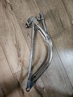 LOWRIDER BIKE SPRINGER BENT FORK (SWIRL ENGRAVED)