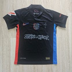 New Black Barcelona  Kids Youth Travis Scott Soccer Jersey