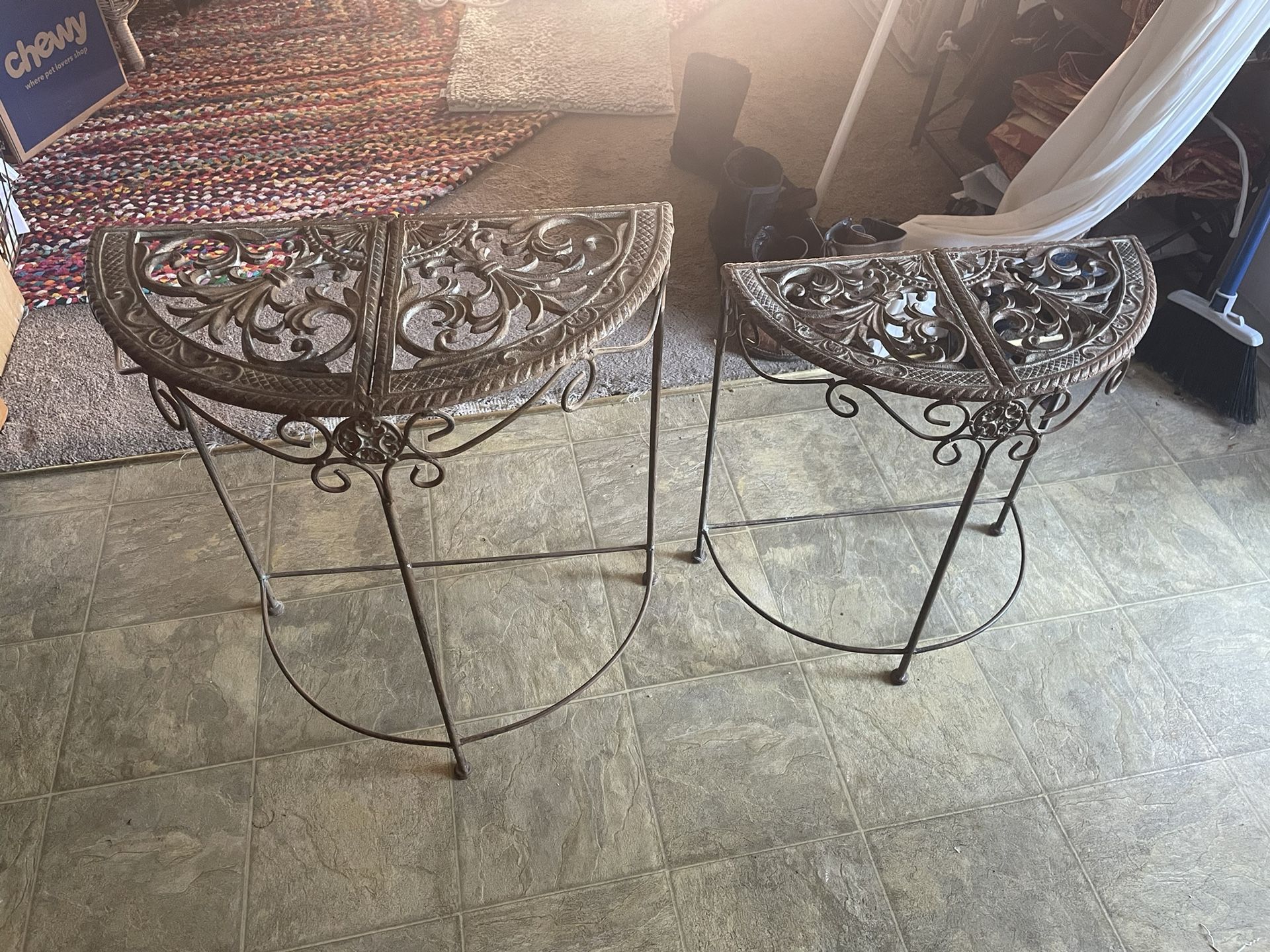 Two Iron Garden Tables