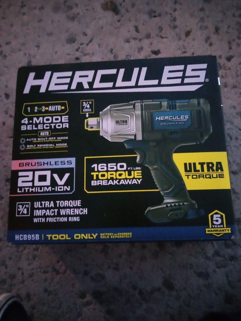Hercules Brushless 20 Volt 3/4 Ultra Torque Impact Wrench With Friction Ring