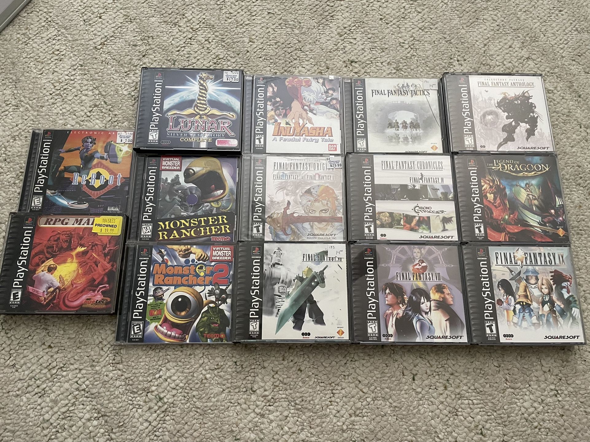 Final Fantasy PlayStation 1 Collection PRICES IN DESCRIPTION 
