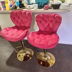 Velvet Hot Pink Bar Stools 