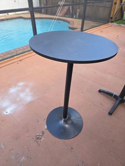 Black Round Bar-Height Cocktail Table