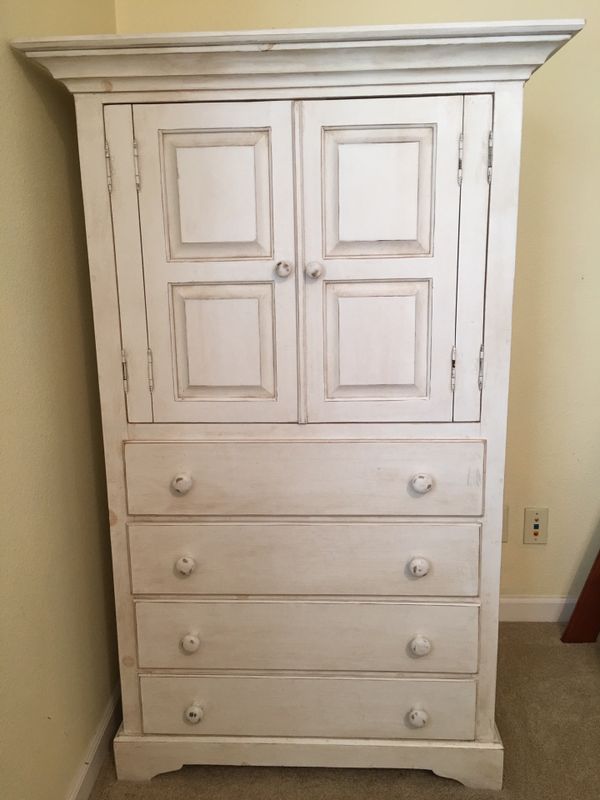 White solid wood distressed custom armoire for Sale in Bellevue, WA OfferUp
