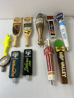 Lot of 10 Craft Beer Tap Handles – Stone, Ballast Point, Samuel Adams, IPA