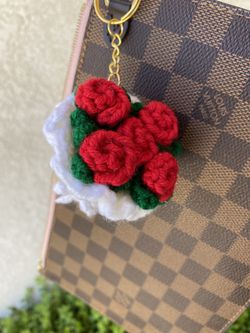 Crochet Mini Rose Bouquet Keychain