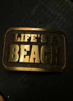 Life's a Beach . Brass Belt buckle 90's