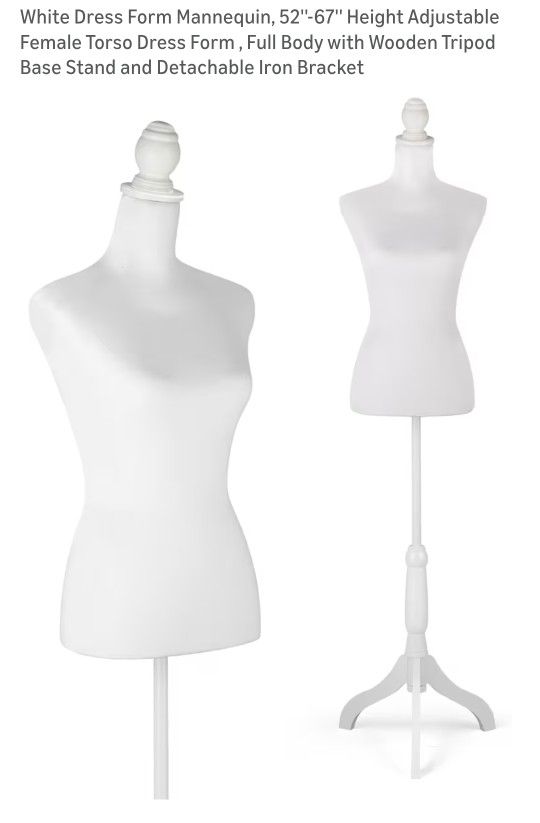 Female Dress Form Pinnable Mannequin Body Torso with Wooden Tripod Base Stand 