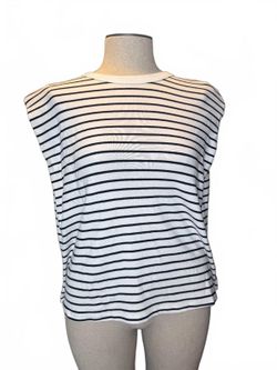 Maeve by Anthropologie Boxy Striped Muscle Tee with Shoulder Pads - Size XL