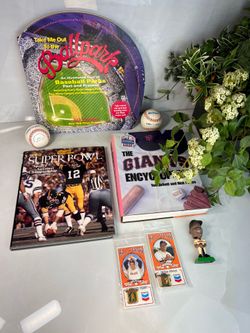 Father's Day Gift Lot GIANTS BASEBALL MEMORABILIA Men Cave Decor Sport Book Super Bowl