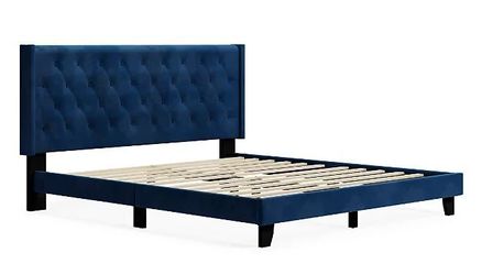 Free local delivery king size bed frame platform blue color special