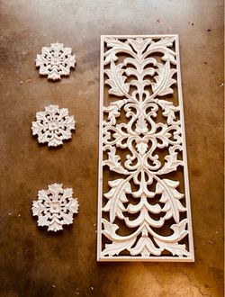 Carved Wood Wall Art Panel Set