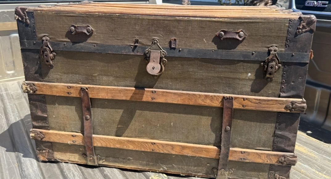 Antique Large Wood Steamer trunk