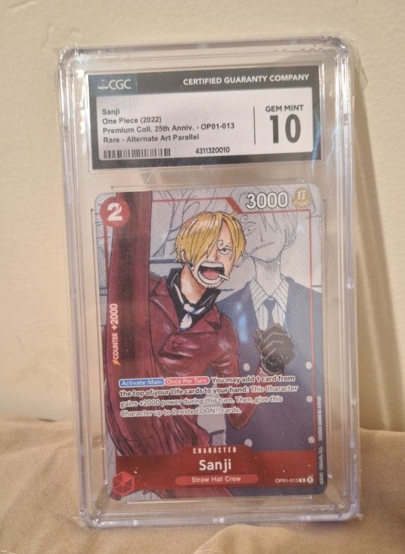One Piece "Sanji" OP01-013 Graded CGC GEM MINT 25TH ANNIVERSARY COLLECTIBLE PREMIUM CARD 2022