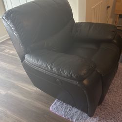 Black Leather Reclining Sofa Chair