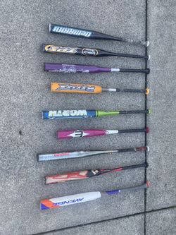 Softball Slow Pitch Adult And Junior Bats - 8 Total 