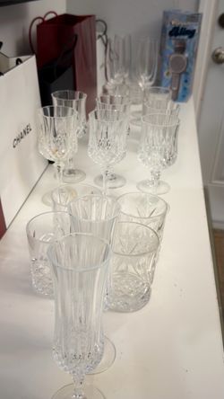 Crystal Cut Glass Drinkware Set 22 pieces