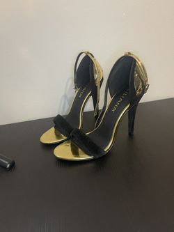 Black Suede And Gold Pumps Size8