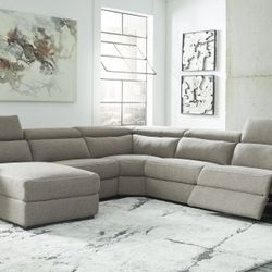 Mabron Gray Laf Power Recliner Sectional

