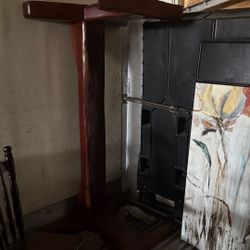 Table Base Made With Railroad Tracks Wood