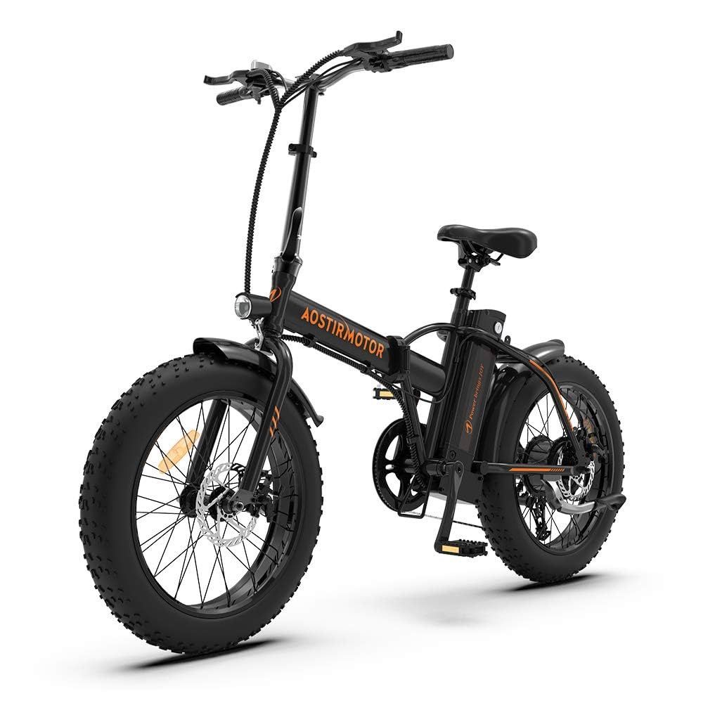 aostirmotor 500W Folding Electric Bike for Adults 20"×4" Fat Tire Electric Bike 36V 13AH Removable Lithium Battery Adult Electric Bicycles, 25MPH E Bi