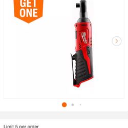 Milwaukee M12 12V Lithium-Ion Cordless 3/8 in. Ratchet (Tool-Only) 