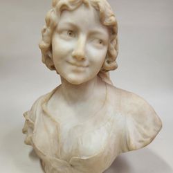 Vintage Alabaster Female Bust – Classical Style Sculpture