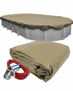 Sandstone 21 Ft. X 41 Ft. Oval Sand Solid above Ground Winter Pool Cover