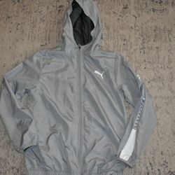 Puma Boys Gray Windbreaker Jacket SZ L