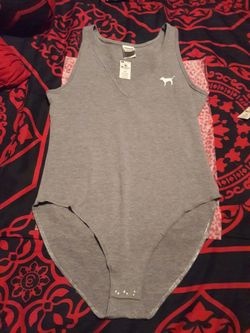 Pink grey bodysuit sz M $16