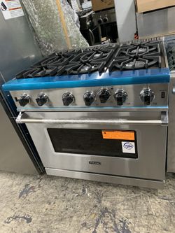 Viking 36” slide in gas range in stainless steel new open box