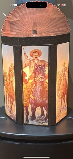 Pancho Villa 1915 Iron Vintage And Color Glass Fixture