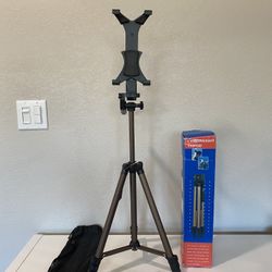 50 inches Camera Tripod with Universal Tablet Holder Mount Compatible for iPad Air,iPad 4 3 2,ipad Mini,Samsung Galaxy Tab,Tab 2,Tab 3,Tab 4,Tab 5,Tab