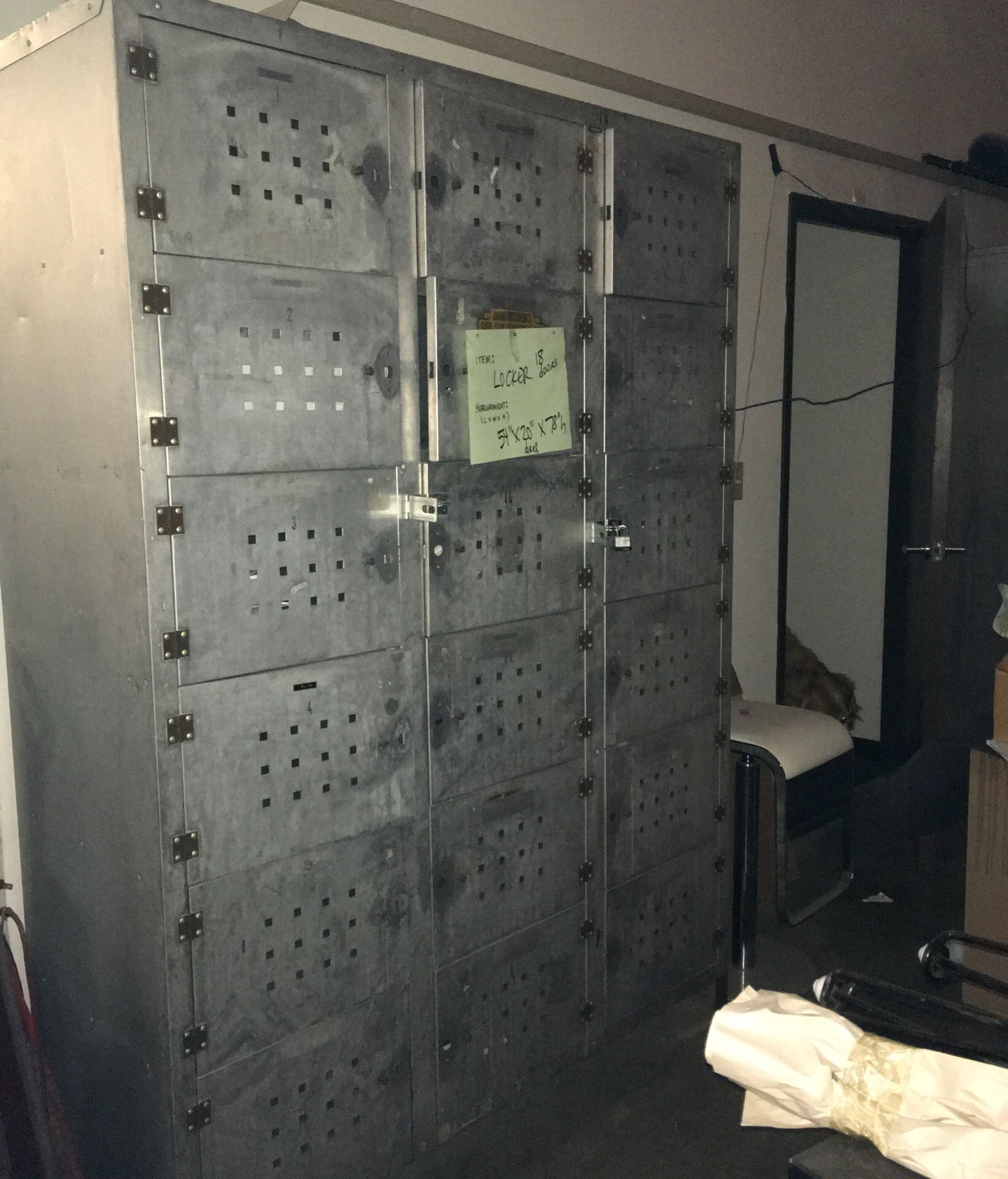Metal Lockers, Industrial, Vintage 78” tall, 20” deep, 54” wide. Ready for your garage, craft room organization.