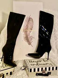 Jessica Simpson Black Patent Knee-High Stiletto Boots