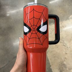 Marvel Red Spider-Man Face Travel Tumbler with Black Handle