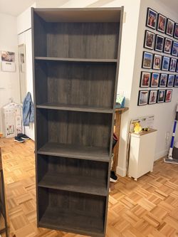 Bookcase: gray-brown wood