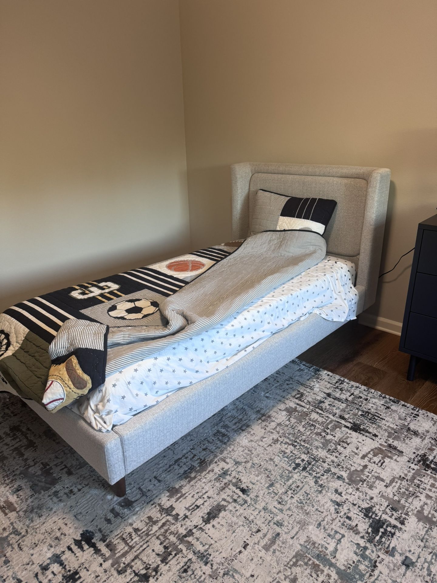 Crate&Barrel Weston Twin Grey Bed