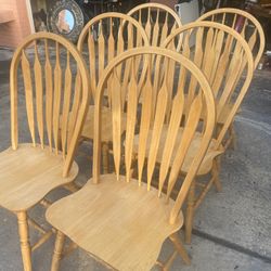 6  Solid Wooden Chairs 