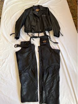 Vintage Women’s Harley Davidson Leather Jacket and Chaps Bundle
