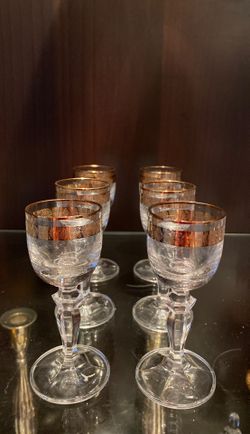 Glass small shot glass with gold rimmed design