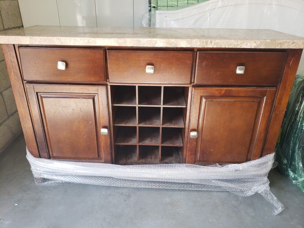 Marble Top Sideboard Table with Wine Storage