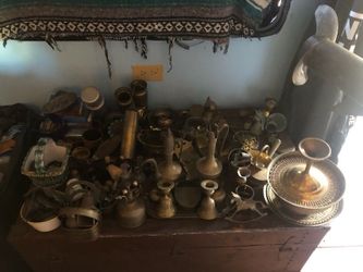 Large Lot of Vintage Brass Metalware