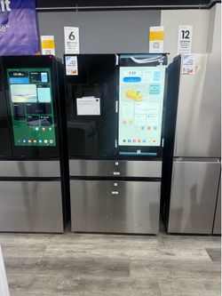 Samsung - 36 in. Wide Bespoke 29 cu. ft. 4-Door French Door Refrigerator with AI Family Hub+ - Charcoal Glass & Stainless Steel  🔥