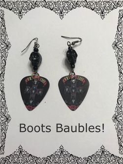 Guns and roses guitar pick earrings