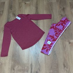 Old Navy Girl’s Leggings Crop Length and Long Sleeve Shirt, Size M (8), S (6-7)