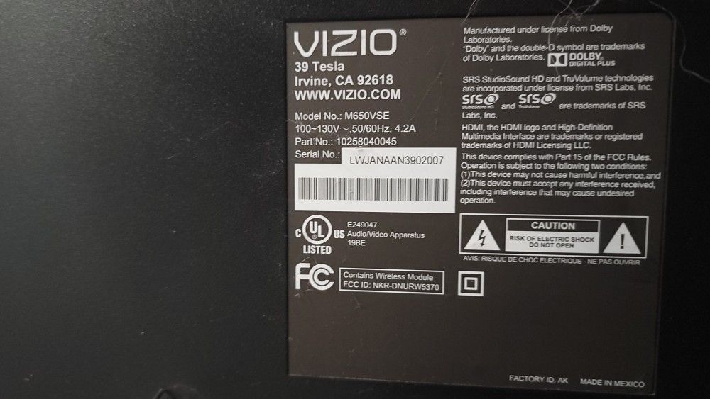65" VIZIO TV