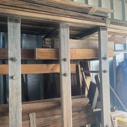 Wood rack and misc wood on wheels