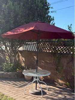 Umbrella, Weighted Stand and Table